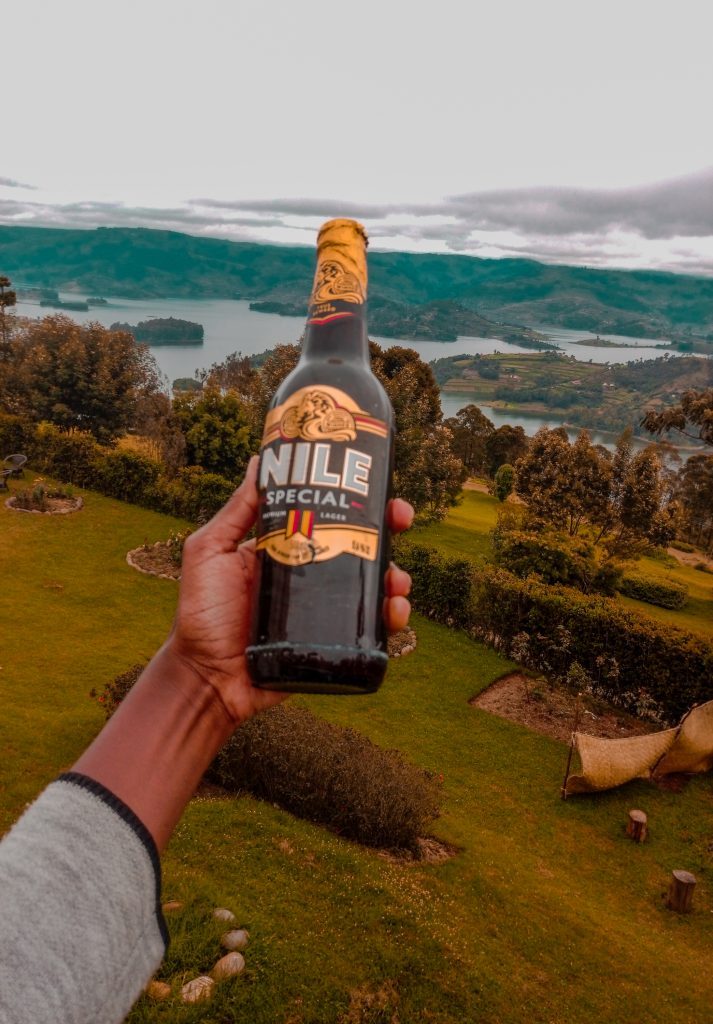 Sampling Ugandan beer 