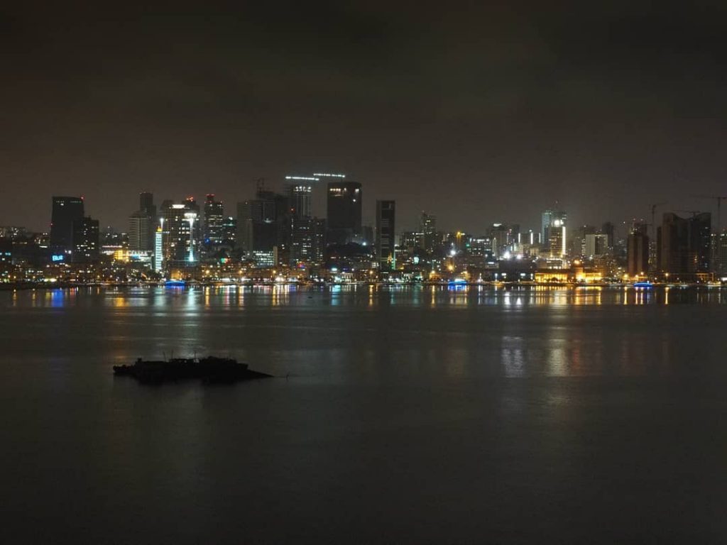 night shot of Luanda, Angola